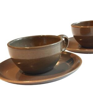 Vintage MCM 2 Sets Russel Wright Iroquois Casual Nutmeg Cup Saucer Coffee Tea